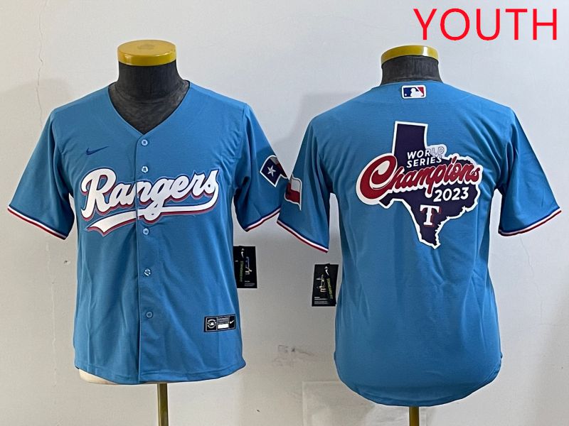 Youth Texas Rangers Blank Light Blue Game 2025 Nike MLB Jersey style 3